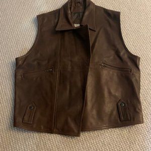 Large brown leather vest
